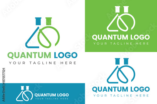 Quantum Laboratory Technology Logo with Flask Symbol