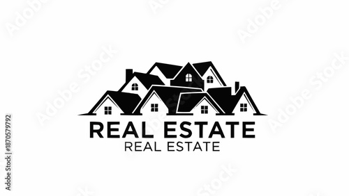 Real Estate Logo Design with Multiple House Roofs.