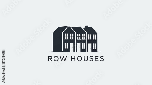 Row Houses Architectural Design Simple Graphic Illustration.