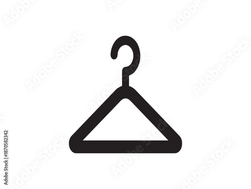Simple black outline illustration of a classic clothing hanger on a white background