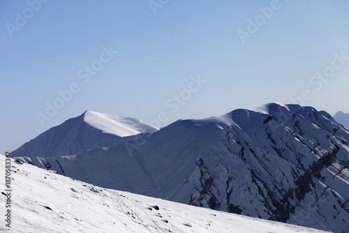 Off-piste slope in early morning