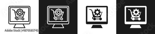 E Procurement Line N Glyph Icon Style In White And Black Background