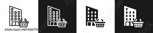 B2B E Commerce Line N Glyph Icon Style In White And Black Background