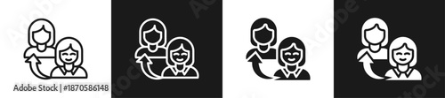 Business Referral Line N Glyph Icon Style In White And Black Background