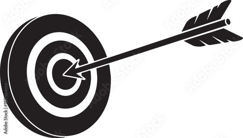 Silhouette of arrow hitting bullseye on archery target
