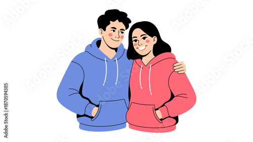 **Warm Embrace: A couple shares an affectionate moment, eyes meeting in a shared, loving gaze, radiating tenderness and a secure connection.**