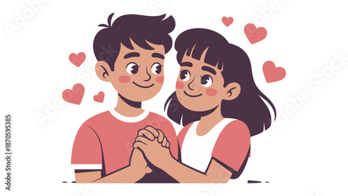 Eternal Embrace: A tender moment captured, two souls entwined, surrounded by symbols of love and affection.