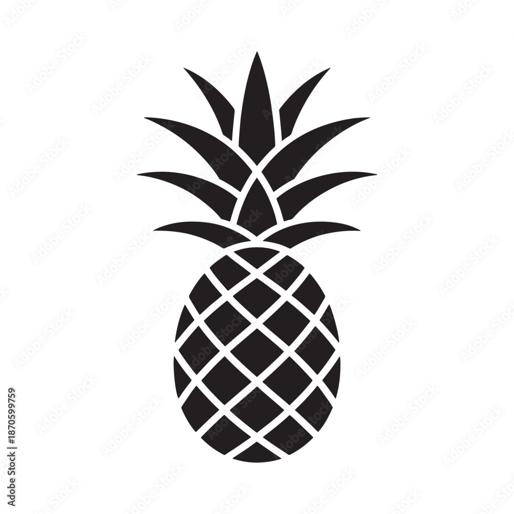 Obraz premium Black silhouette of a pineapple on a white background