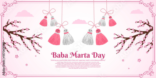 Vector illustration of Baba Marta Day social media template