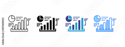 Diagram icon set multiple style collection