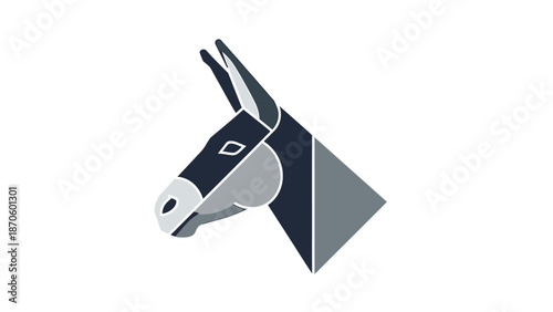 Geometric donkey head illustration with modern design and minimalist style.