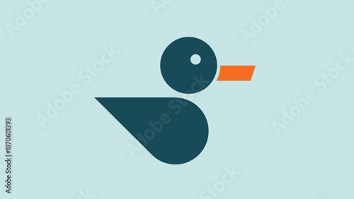 Minimalist duck illustration featuring geometric shapes and vibrant colors, modern design.