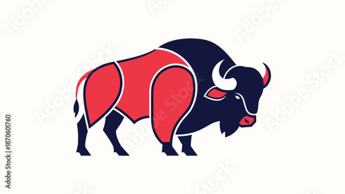 Stylized illustration of a powerful bison in vibrant colors, a symbol of strength and resilience.