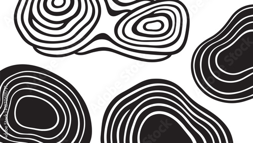 Black and white abstract shapes design pattern