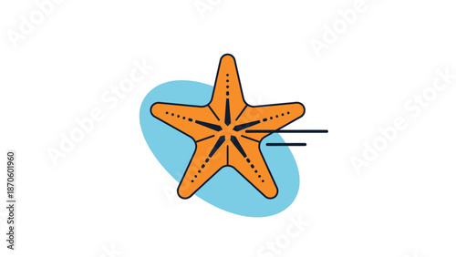 Orange starfish illustration with detailed design and artistic representation on white background.