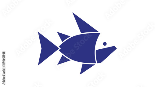 Geometric fish illustration with sharp angles and a modern minimalist design, perfect for branding.