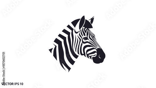 Striking monochrome zebra head portrait, showcasing intricate striped patterns and elegant design.