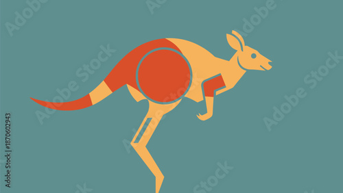 Stylized kangaroo illustration with vibrant colors and geometric shapes, artistic animal design.