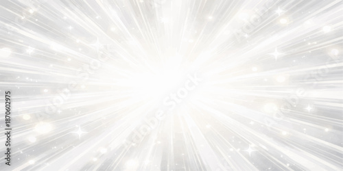 An abstract blue background featuring a bright sun burst of light rays and glowing stars across a textured sky design with motion blur and flare