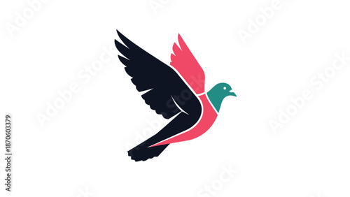 Elegant dove soaring gracefully, showcasing vibrant colors and artistic design elements.