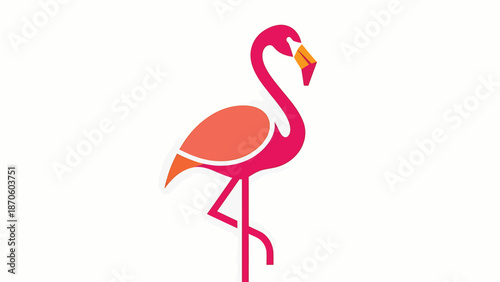 Elegant flamingo illustration showcasing vibrant pink plumage and graceful posture on white background.