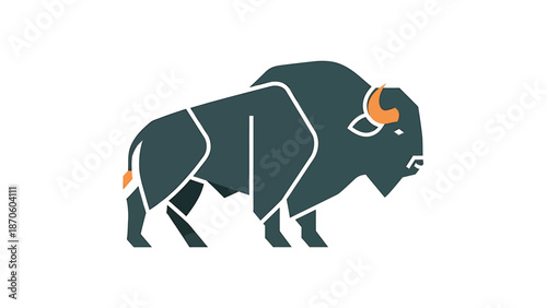 Geometric bison illustration showcasing the strength and wild spirit of the American West.