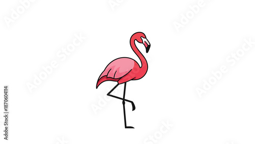 Elegant flamingo stands gracefully, showcasing vibrant pink plumage and slender legs.