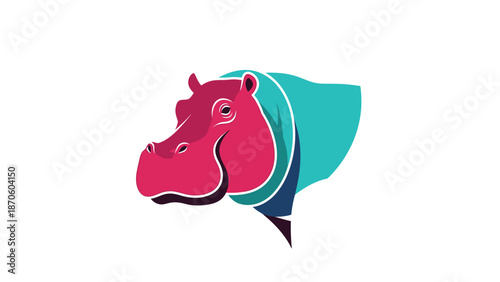 Vibrant illustration of a stylized hippopotamus with a colorful design, modern art.
