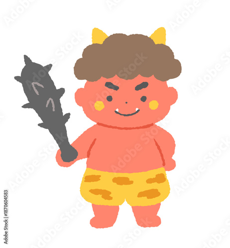 金棒を持った赤鬼のイラスト