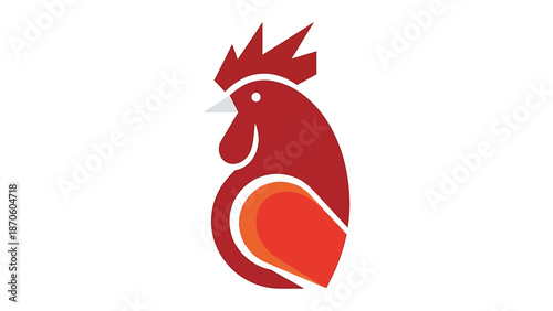 Stylized rooster illustration in vibrant red color, perfect for logo design and branding.