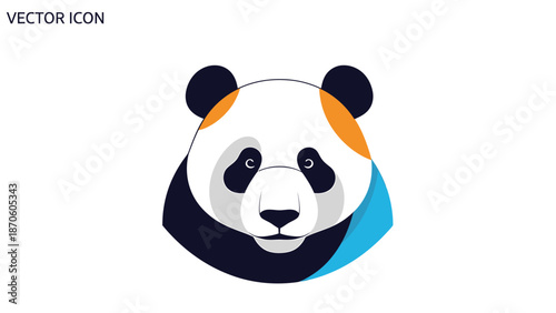 Vibrant panda bear head illustration with striking geometric design and colors.