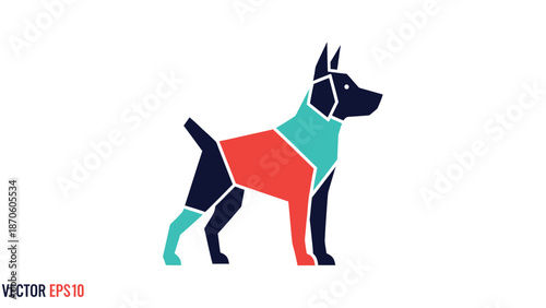 Geometric dog illustration - A colorful and modern representation of a canine.