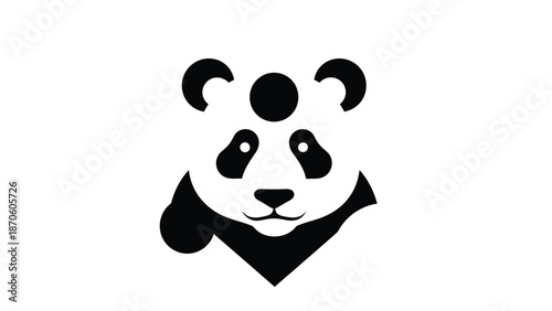 Simple black and white panda bear logo design for branding and marketing.