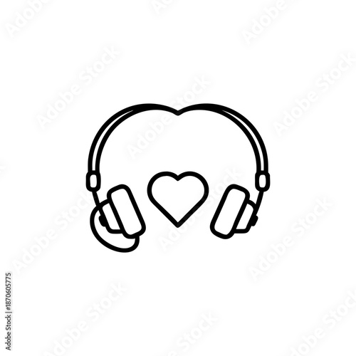 Minimal outline headphones icon expressing shared love of music On white Background Vector illustration
