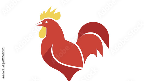 Vibrant rooster illustration showcasing bold red plumage and intricate details, a symbol of farm life.
