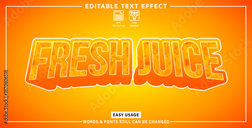 Editable graphic text effect fresh juice style