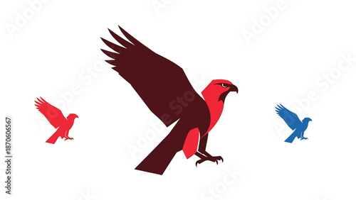 Majestic eagle soaring through the sky with outstretched wings, vibrant colors.