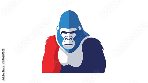 Majestic gorilla illustration with patriotic colors, strong and proud, a symbol of strength.