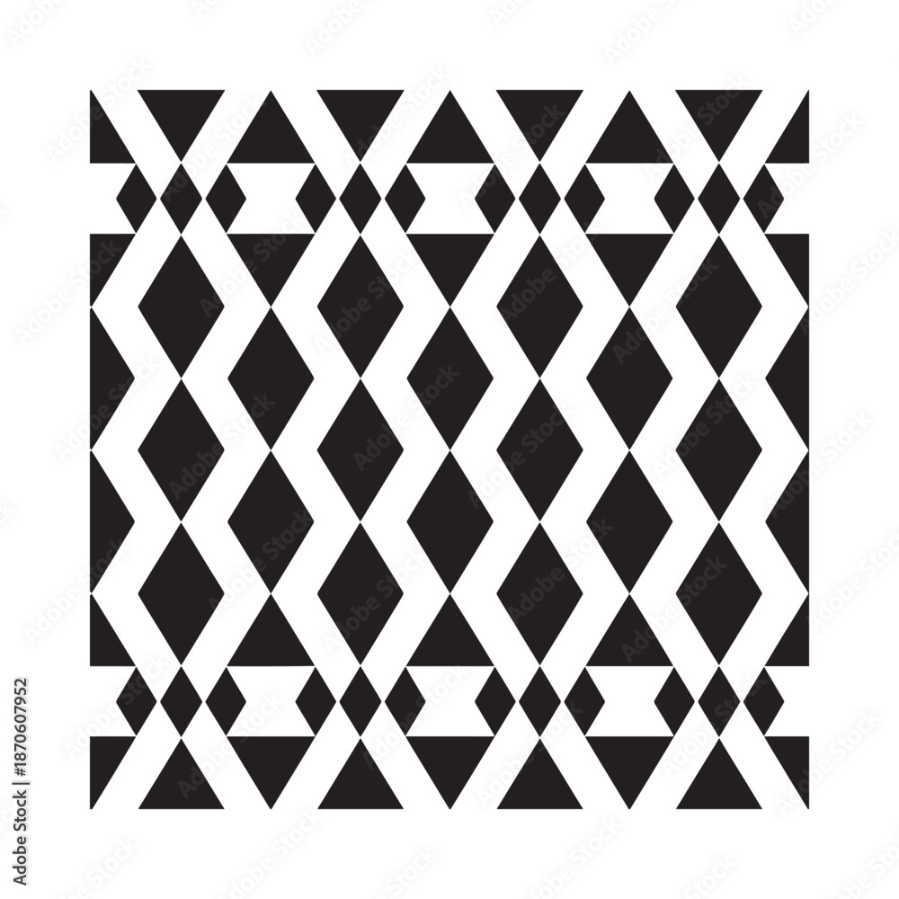 Fototapeta premium Black and white geometric pattern with intersecting lines and shapes