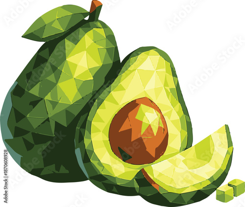 Avocado with lowpoly art, eps 10 illustration
