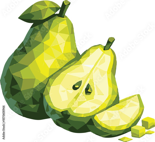 pear with lowpoly art, eps 10 illustration