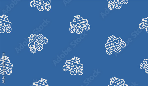 Cute bigfoot monster truck pattern background vector design