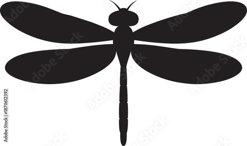 Dragonfly silhouette icon flat vector illustration isolated on background nature flying insect