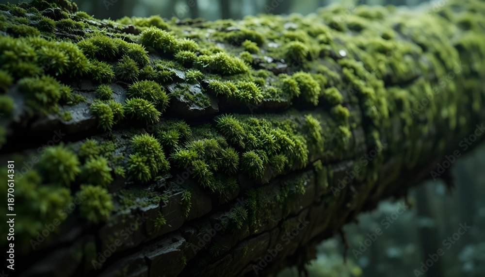 Naklejka premium Moss Covered Tree Trunks in Forest