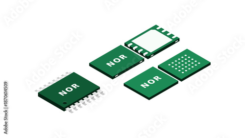 Isometric Firmware Storage Layout of NOR Flash Showing Physical Placement for System Startup and Embedded Control