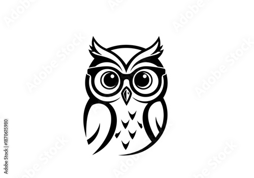 illustration of a smiling owl wearing glasses, clipart style