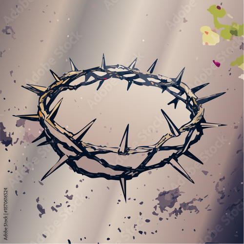 Artistic illustration of the Christian Crown of Thorns symbol.