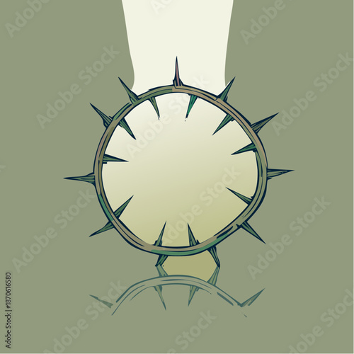 Menacing circular metal ring with sharp inward pointing spikes.