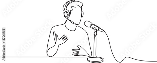 Continuous one line design of currently doing a podcasts.one line vector illustration with out background