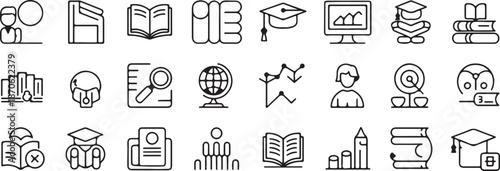 education vector icons set for school classroom teacher student